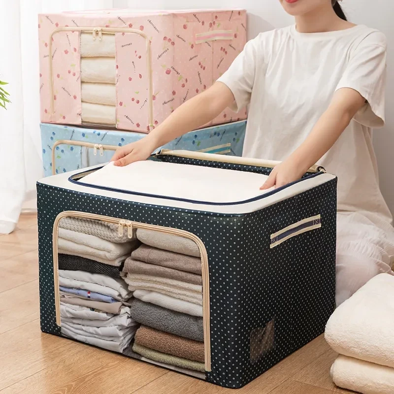 Foldable Steel Frame Clothes Storage Box for Blankets & Garments